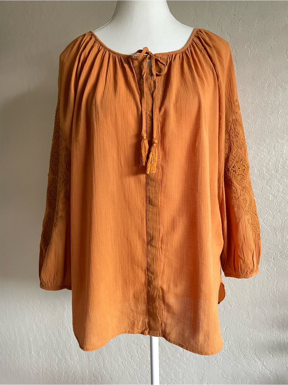 Massimo Dutti embroidered bohemian top
